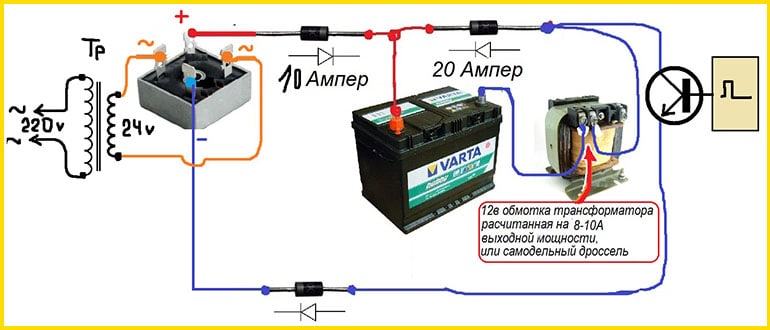 11 примеров: схемы на самодельное зарядное устройство для автомобильного аккумулятора