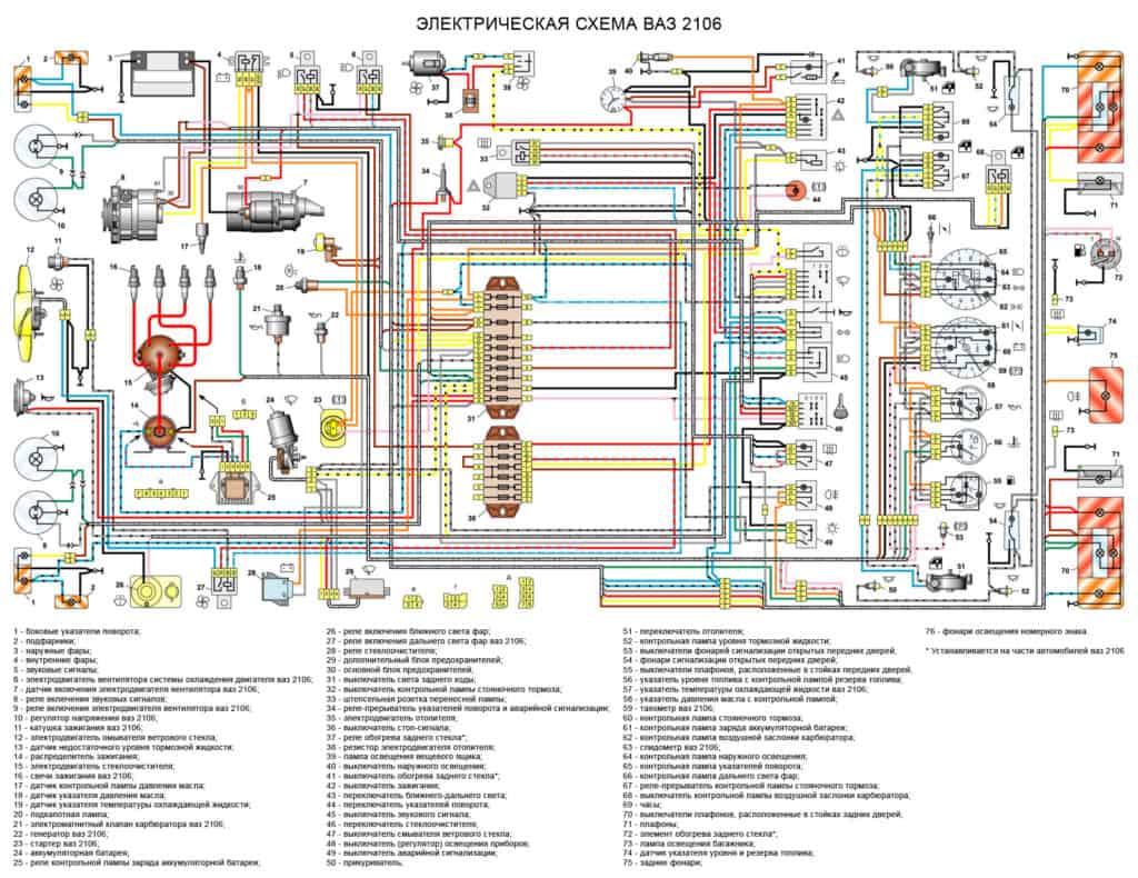 Схема электропроводки ваз 2106 карбюратор